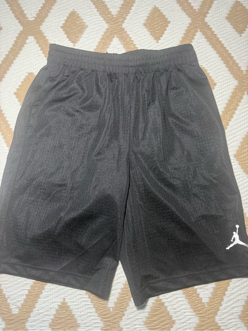 Jordan Jumpman Boys 12-13Y Black Mesh Shorts Drawstring Elastic Waist